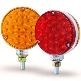 4-Inch Round LED Pedestal Fender Light Set for 80-Inch Wide Semi-Trucks - DOT FMVSS-108; SAE I6P / S2(3)TI6