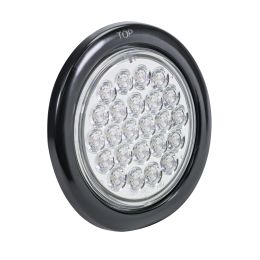 4-Inch Round Grommet-Mount White 24 LED Tail Light - DOT FMVSS-248; SAE (2)R