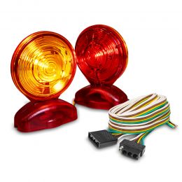 Magnetic-Mount LED Tail Towing Light Kit w/ 20 Ft Wiring - DOT FMVSS 108; SAE STIP - Amber + Red