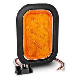 5x3-Inch Rectangular Grommet-Mount Amber 10 LED Tail Light - DOT FMVSS-108; SAE I6 P2
