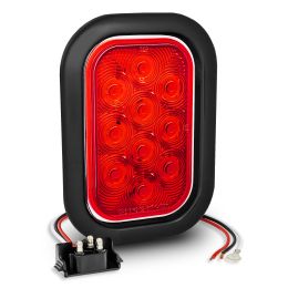 5x3-Inch Rectangular Grommet-Mount Red 10 LED Tail Light - DOT FMVSS-108; SAE I6 P2 S2 (3)T