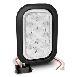 5x3-Inch Rectangular Grommet-Mount White 10 LED Tail Light - DOT FMVSS-108; SAE (2)R