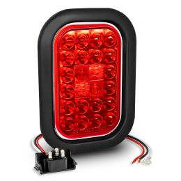 5x3-Inch Rectangular Grommet-Mount Red 24 LED Tail Light - DOT FMVSS-108; SAE I6 P2 S2 (3)T