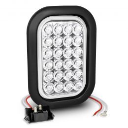 5x3-Inch Rectangular Grommet-Mount White 24 LED Tail Light - DOT FMVSS-108; SAE (2)R