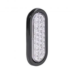 6-Inch Oval Grommet-Mount White 24 LED Tail Light - DOT FMVSS-248; SAE (2)R