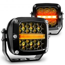 3x3-Inch 60W Amber LED Offroad Work Light Pods - Black