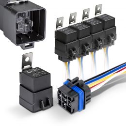 5pc 14V DC 40/30A SPDT 5-Pin Waterproof Relay w/ Wire Harness Kit