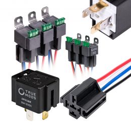 14V DC 30A SPST 4-Pin Fused Relay w/ Wire Harness Kit