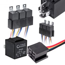 5pc 14V DC 80/60A SPDT Bosch Style 5-Pin Relay + Harness Base w/ Wires Kit